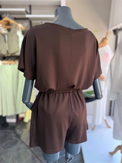 Kahve Modal Şortlu Tshirt Takım