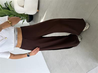 Kahve Modal Yan Pileli Palazzo Pantolon