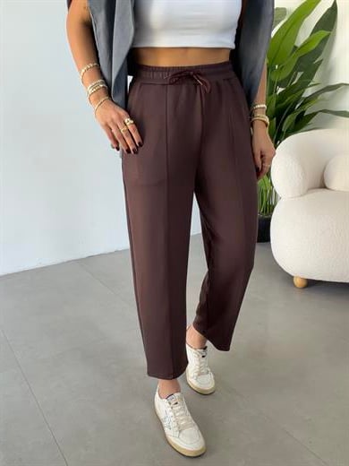 Kahve Önü Çimalı Modal Eşofman Altı