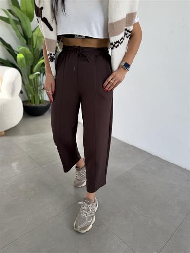 Kahve Önü Çimalı Modal Eşofman Altı