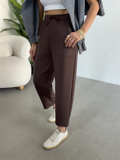 Kahve Önü Çimalı Modal Eşofman Altı