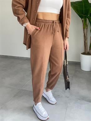 Kahve Oversize Gömlek Takım