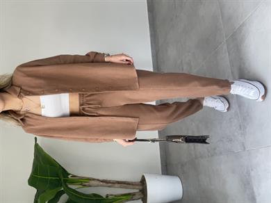 Kahve Oversize Gömlek Takım