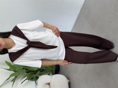 Kahve Oys Modal Atkılı Tshirt Pantolon Takım