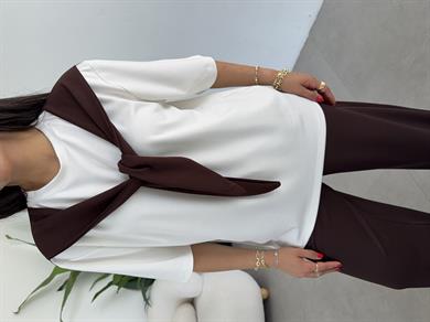 Kahve Oys Modal Atkılı Tshirt Pantolon Takım