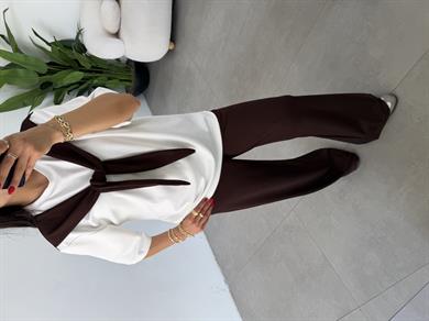 Kahve Oys Modal Atkılı Tshirt Pantolon Takım