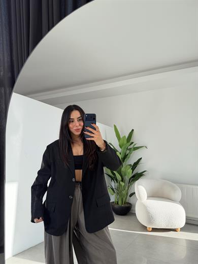 Kahve Pötikareli Bel Ve Paça Lastik Detaylı Pantolon