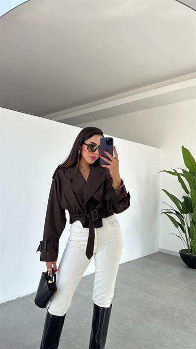 Kahve Reglan Kısa Ceket