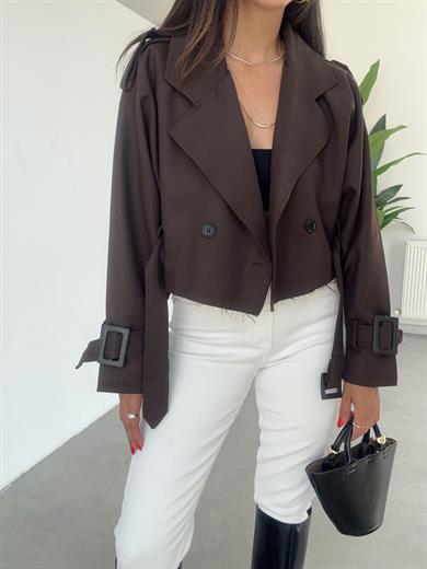 Kahve Reglan Kısa Ceket