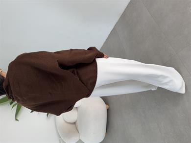 Kahve Şal Detaylı Triko Kazak