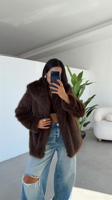 Kahve Şal Yaka Kürk