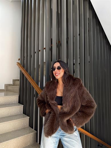 Kahve Şal Yaka Kürk