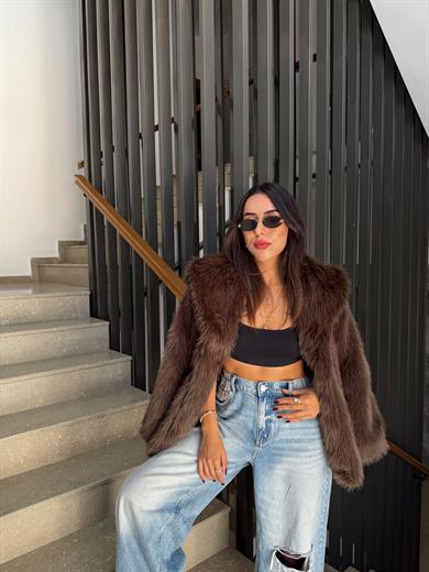 Kahve Şal Yaka Kürk