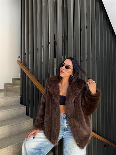 Kahve Şal Yaka Kürk