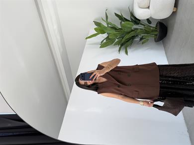 Kahve Scuba Krep Cep Kapaklı Yelek