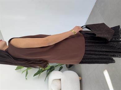 Kahve Scuba Krep Cep Kapaklı Yelek