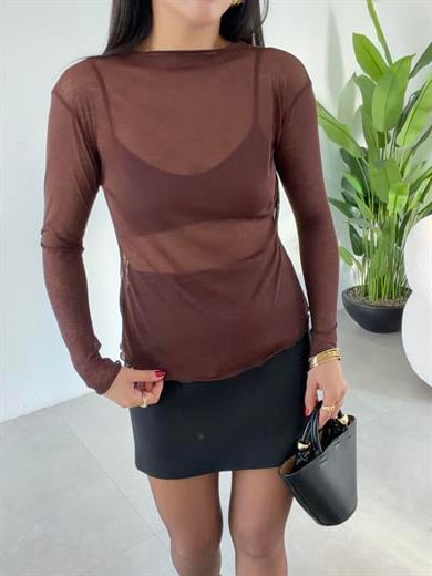 Kahve Transparan Bluz