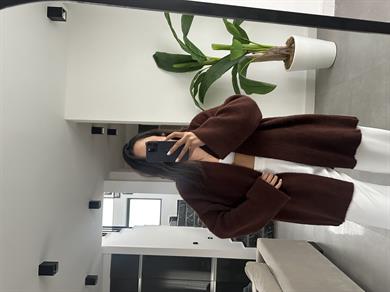 Kahve Sakallı Kısa Triko Hırka