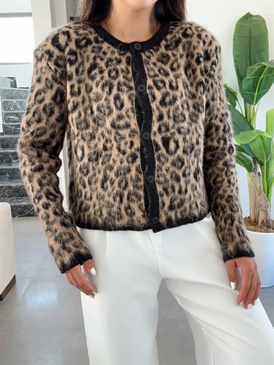 Kahve Tüylü Leopar Hırka