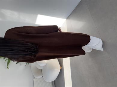 Kahve Uzun Salaş Maxi Triko Hırka