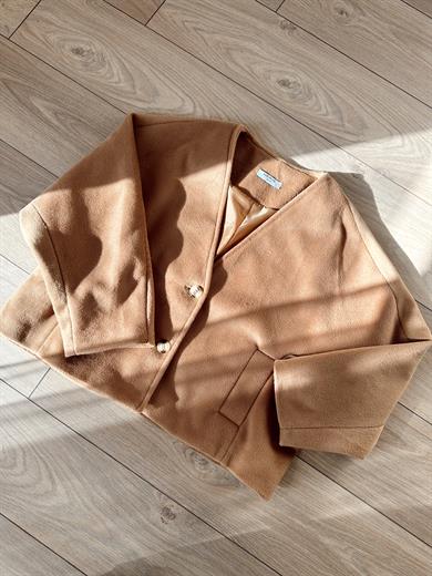 Kahve V Yaka Kısa Kaban