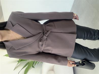 Kahve Yandan Bağlamalı Blazer