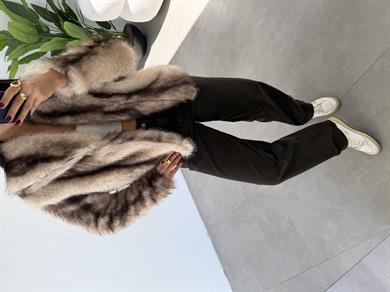 Kahve Yıkama Efektli Baggy Jean