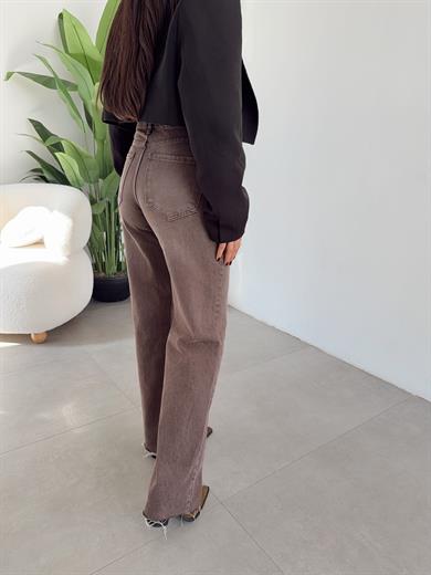 Kahve Yıkamalı Straight Jean