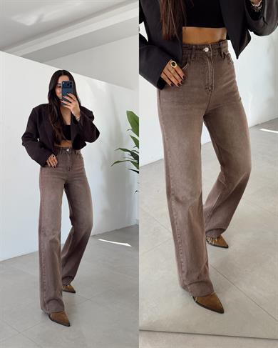 Kahve Yıkamalı Straight Jean