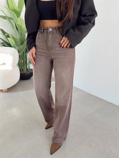 Kahve Yıkamalı Straight Jean