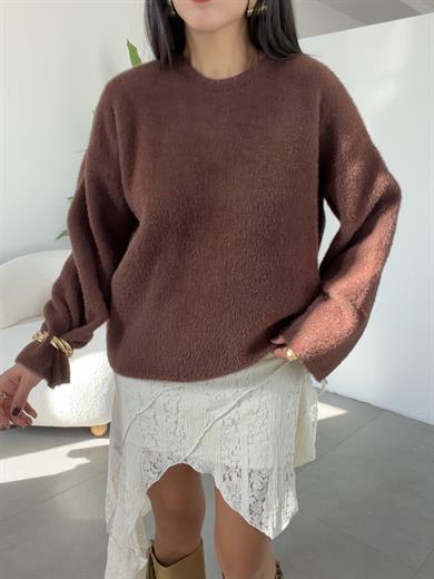 Kahve Yumoş Bol Kol Kazak