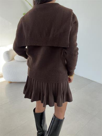 Kahve Yumoş Şalyaka Triko Kazak