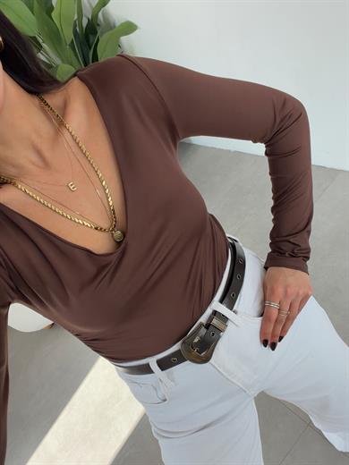 Kahve Zıbınlı Uzun Kol Body