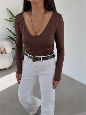 Kahve Zıbınlı Uzun Kol Body