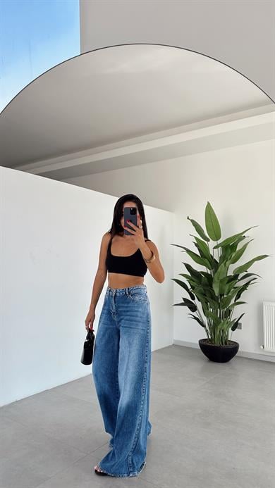 Mavi Geniş Paça Jean