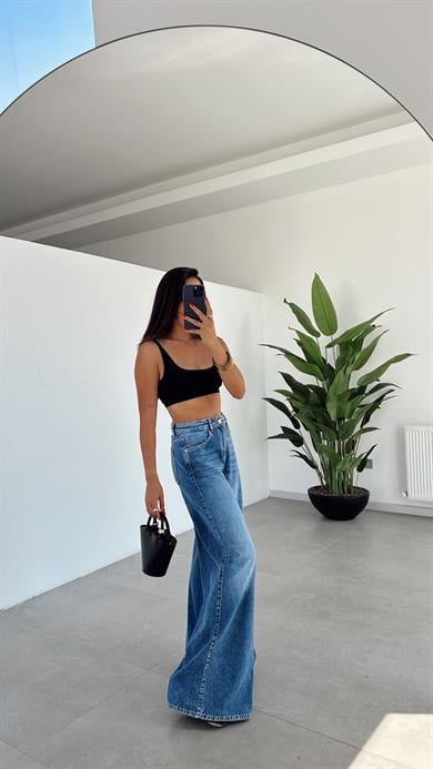 Mavi Geniş Paça Jean