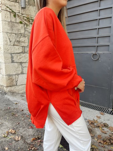 Kırmızı Cepli Sweatshirt