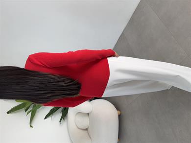 Kırmızı Çıtçıt Detaylı Triko Kazak