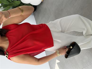 Kırmızı Dökümlü Triko Atlet