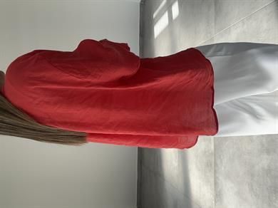 Kırmızı Düşük Omuz Oversize Gömlek