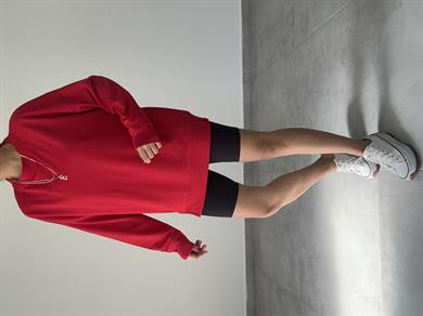 Kırmızı  Rezerve Yanları Yırtmaç Detaylı Sweat