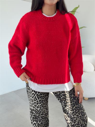 Kırmızı Uzun Kollu Kazak