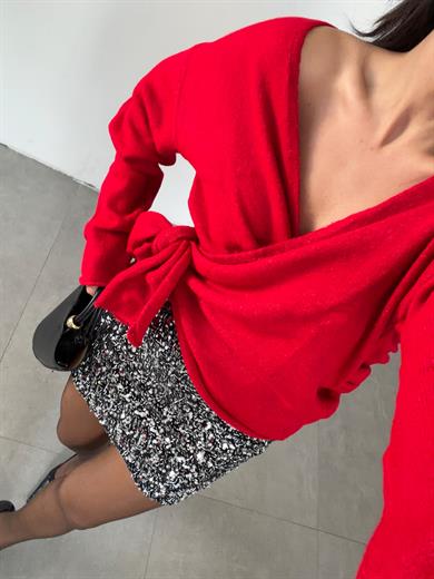 Kırmızı Yandan Bağlamalı Kazak