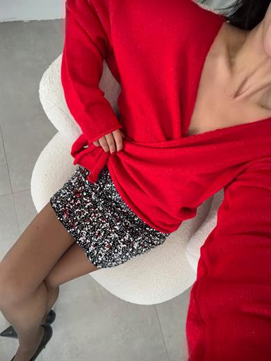 Kırmızı Yandan Bağlamalı Kazak