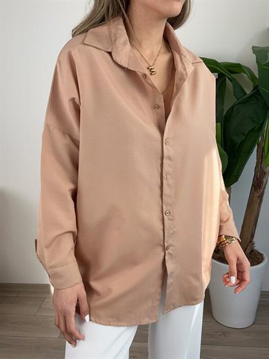 Koyu Bej Oversize Gömlek
