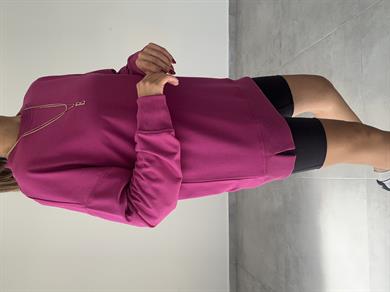 Koyu Fuşya Rezerve Yanları Yırtmaç Detaylı Sweat