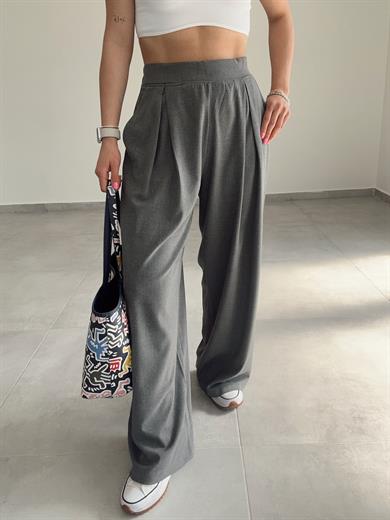 Koyu Gri Çift Pileli Pantolon