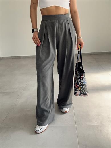 Koyu Gri Çift Pileli Pantolon