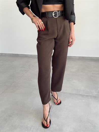Koyu Kahve Kemerli Pantolon