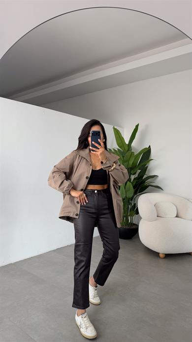 Koyu Kahve Mumlu Kaplama Jean